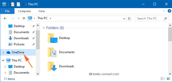 onedrive in navigation area on this pc