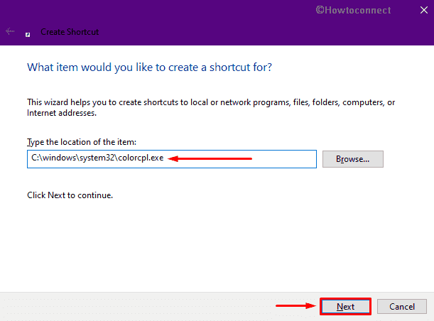 open Color management Windows 10 -Create desktop shortcut