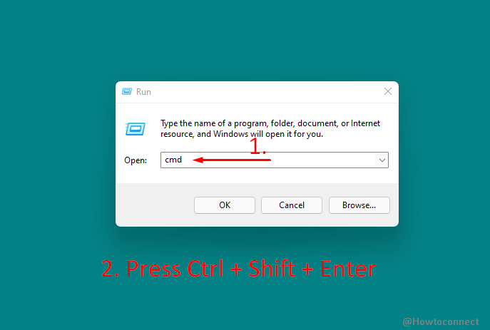 open Command Prompt as administrator in Windows 11 Using shortcut through the Run command