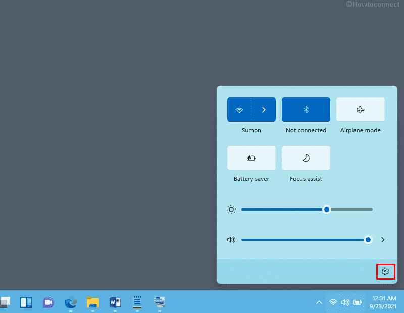 open Settings in Windows 11 from Action Center