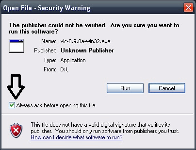 open file security warning pop up
