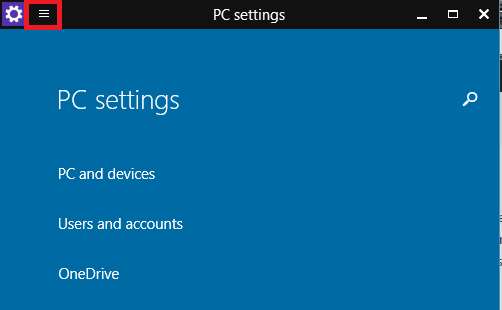 options button in on PC Settings App windows 10