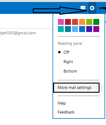 outlook.com settings button