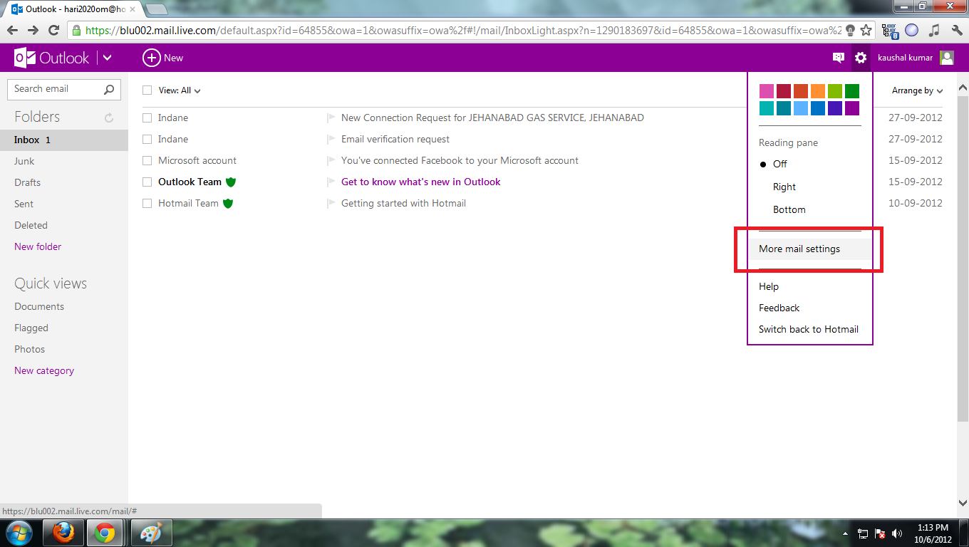 outlook.com mail setting image