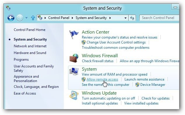 permit remote access in windows 8