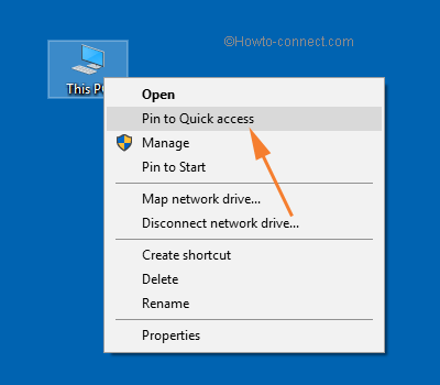 pin to Quick access menu