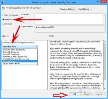 prevent access to partitions on windows 8