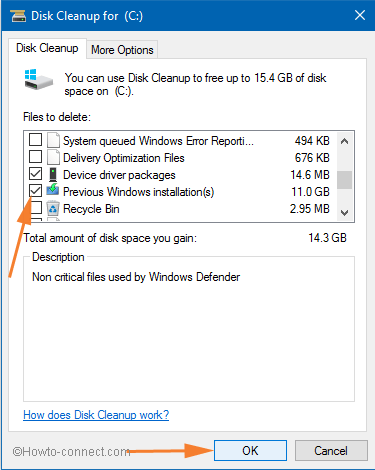previous windows installation option in disk cleanup wizard