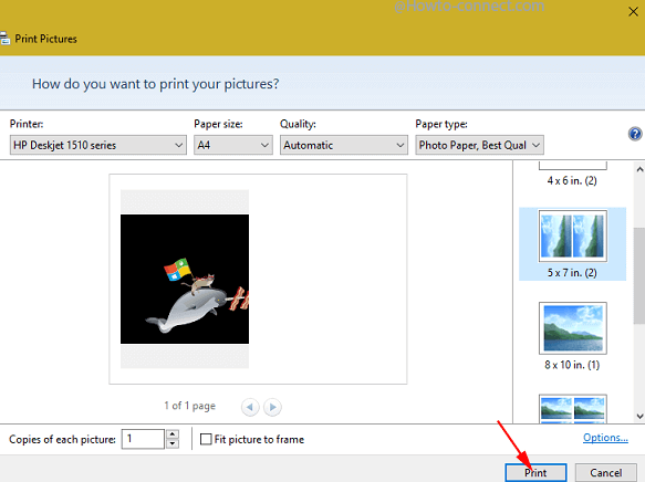 print button windows photo viewer