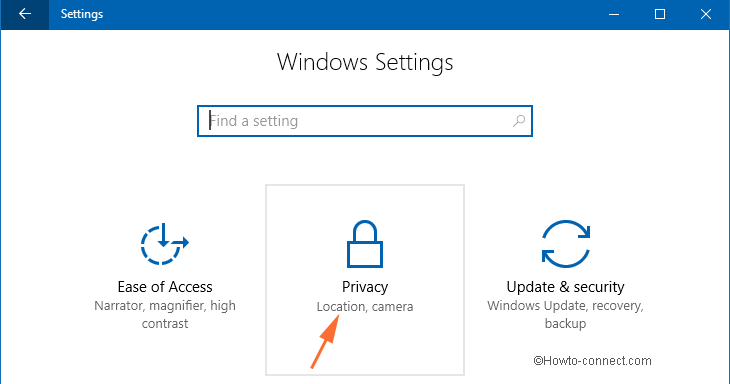 privacy option on settings window