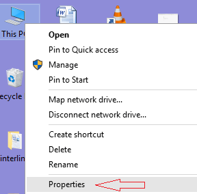 properties in the right click context menu of this pc