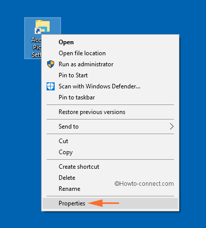 properties of the picture folder