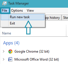 run new task on task manager