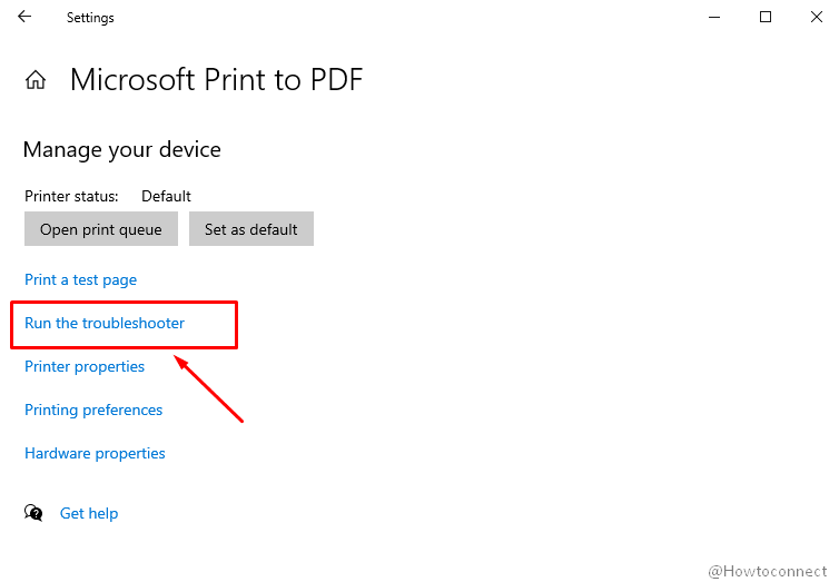 run the troubleshooter microsoft print to pdf