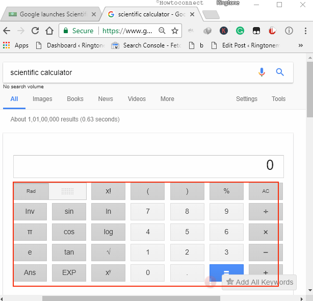 scientific calculator appearance