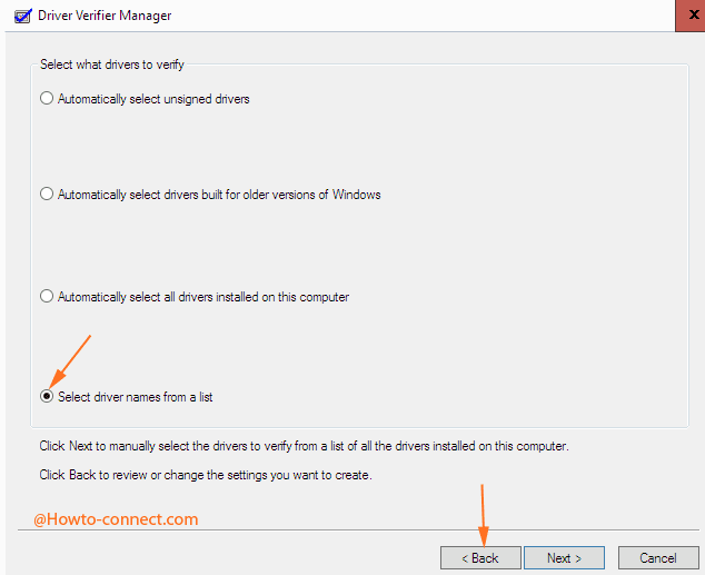 select driver names from a list radio box