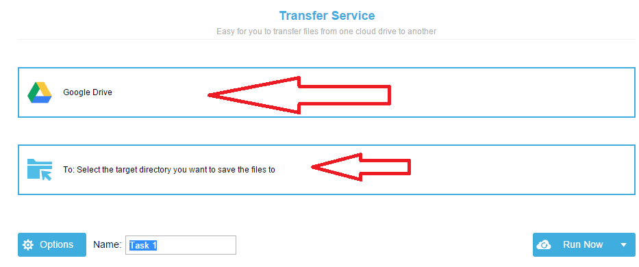 select the target where you will move your data