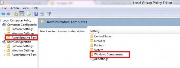 select windows componenets in group editor command