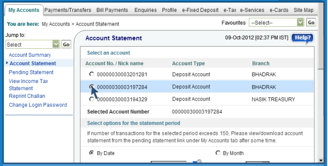 How to get Account Statements through SBI Internet Banking