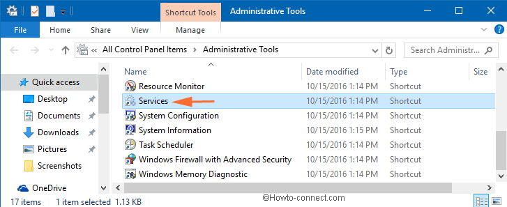 services in administrative tools window
