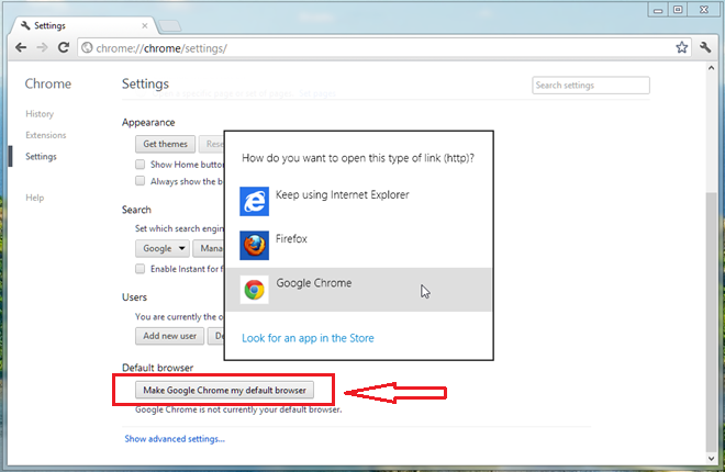 set chrome default in windows 8