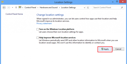 Enable or Disable Location Sensing in Windows 8