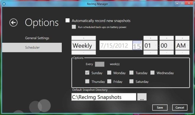 set schedule to recimg tool in windows 8
