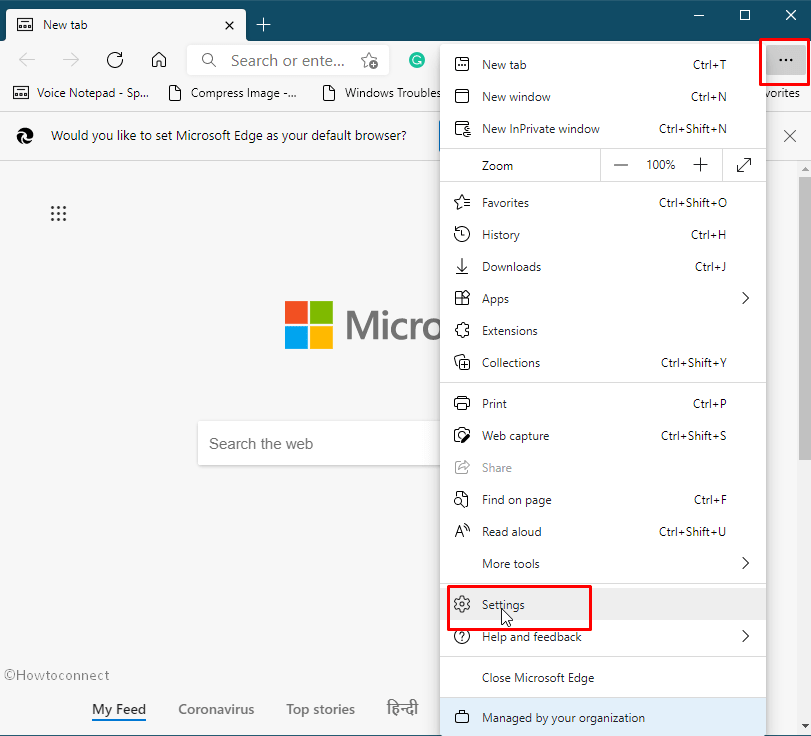 settings Microsoft edge
