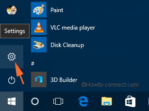 settings app on start menu