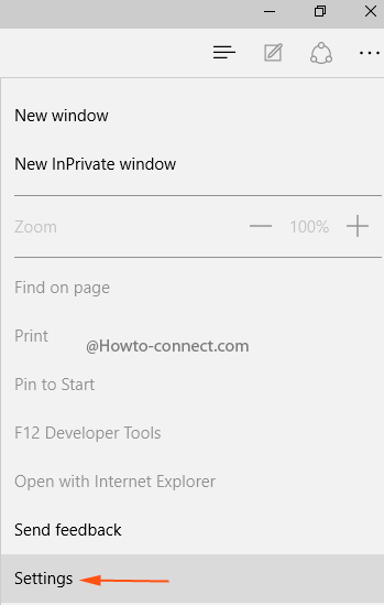 settings menu on more actions pane in edge