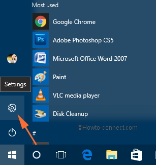 settings on start menu in build 9926