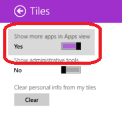 How to Show more Apps in Windows 8.1 All Apps Screen