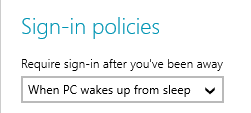 sign-in policies dropdown