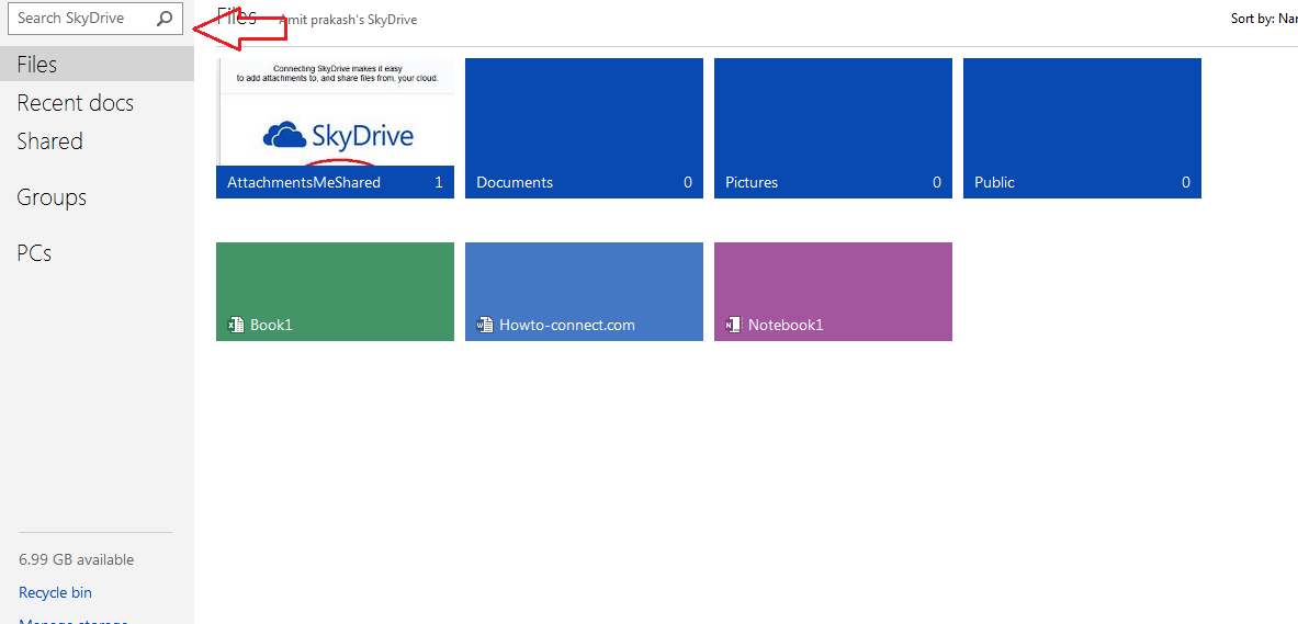 skydrive instant search box