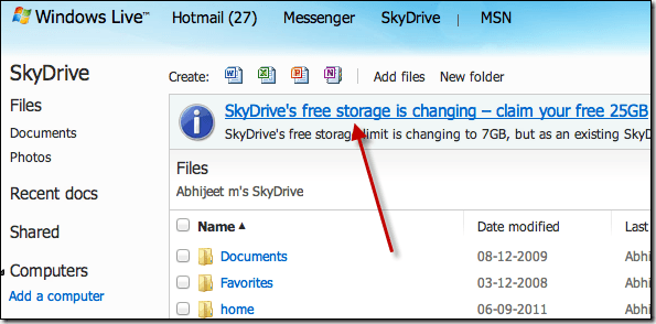 skydrive upgradation