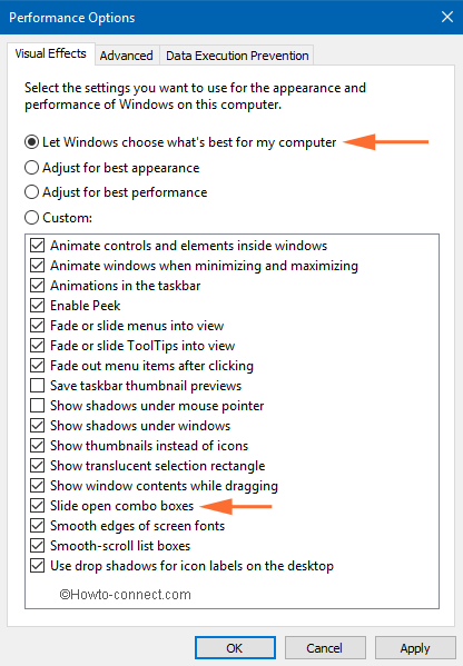check slide open combo box option