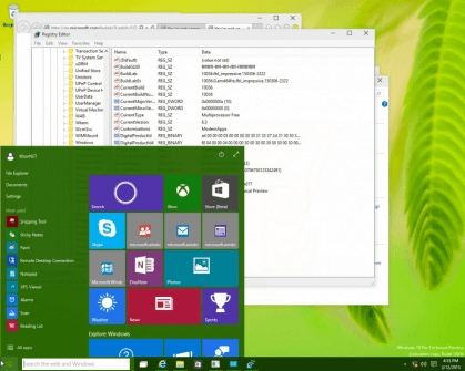 start menu on windows 10 build 10036