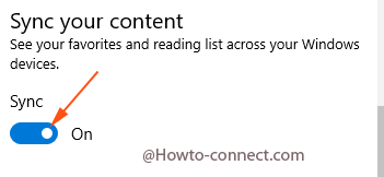 sync your content toggle to Enable Sync in Edge on Windows 10