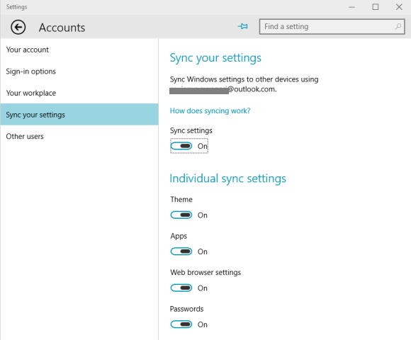 sync your settings section in account window