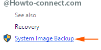system image backup link on lower right fringe of file history