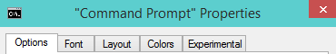 tabs on command prompt properties window