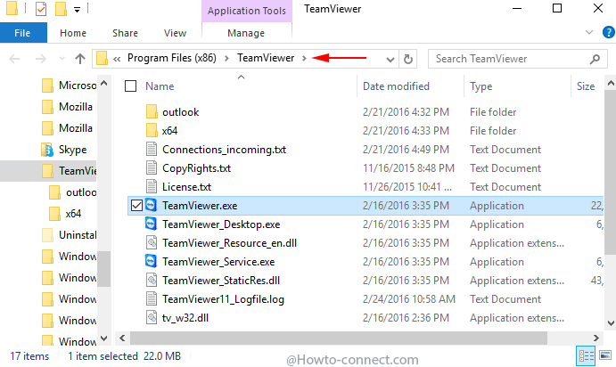 Default Folder Location and Path Windows 10 teamviewer