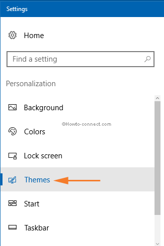 themes option on the right sidebar of personalization