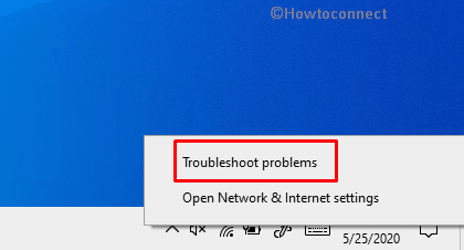 troubleshoot problems on context menu of network icon on taskbar