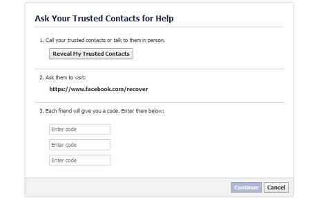 trusted contact ask for help tab