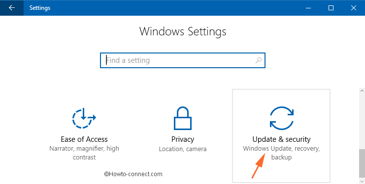 update security category on windows 10 settings app
