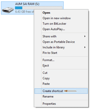 usb drive context menu