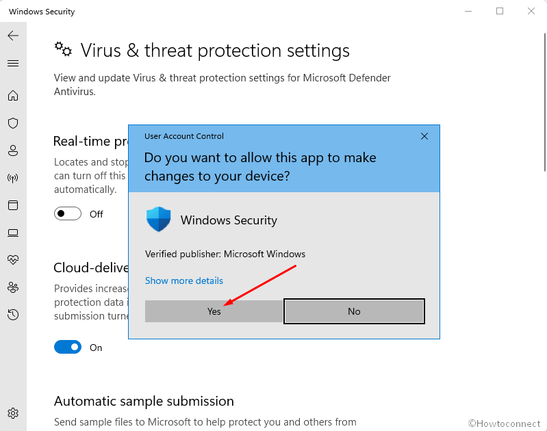 user account control permission to disable Windows Defender in windows 11