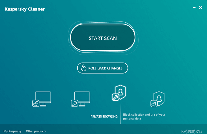 user interface kaspersky cleaner