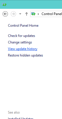 view update history link in windows update window